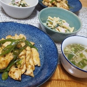 簡単★鶏胸肉×ピーマン細切り★オイスター炒め